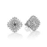 2.5ct Round Diamond Ballerina Cocktail Halo Stud Earrings 14k White Gold Finish