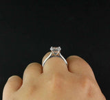 4 Prong Solitaire Engagement Ring 1.5ct Oval Cut Diamond 14k White Gold Finish