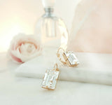 2ct Emerald Cut Diamond Classy Solitaire Drop Earrings 14k Yellow Gold Finish