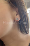 1ct Cushion Simulated Blue Aquamarine Petite Stud Earrings 14k White Gold Plated