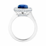 2ct Pear Cut Blue Sapphire Engagement Ring Halo 14k White Gold Over Round Accent