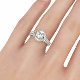 3Ct Round Cut Diamond Swirl with Accent Engagement Ring 14K White Gold Finish