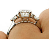 4Ct Cushion Cut Diamond Trilogy Engagement Ring 14K White Gold Over Pear Accents