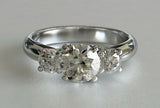 1.6ct Round Brilliant Cut Diamond Engagement Ring Trilogy 14k White Gold Finish