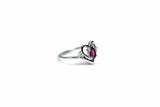 0.8ct Engagement Ring Oval Cut Pink Ruby Heart Trilogy 14k White Gold Finish