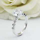 2ct Round Cut VVS1 Diamond Solitaire Bezel Set Accent Ring 14k White Gold Finish