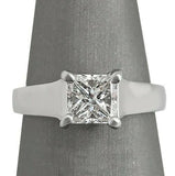 1Ct Princess Cut Diamond Wide Band Classic Solitaire Ring 14K White Gold Finish