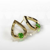 1Ct Round Cut Green Peridot Water Tear Drop Earrings Women 14K Yellow Gold Over