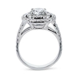 5Ct Round Cut Diamond Dual Halo Engagement Ring 14K White Gold Over Split Shank