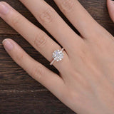 Cluster Floral Solitaire Engagement Ring 2ct Round Cut Diamond 14k RoseGold Over