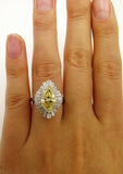 6Ct Marquise Cut Yellow Sapphire Ballerina Cocktail Ring 18K White Gold Finish