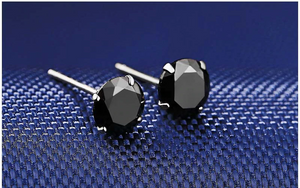 0.6ct Round Cut VVS1 Black Diamond Solitaire Stud Earrings 14k White Gold Finish