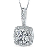 2Ct Cushion Cut VVS1 Diamond Halo Petite Pendant 14K White Gold Finish NO CHAIN