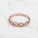 Milgrain Dainty Crown Wedding Band 0.3ct Round Cut Diamond 14k Rose Gold Finish