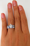 6Ct Heart Cut Diamond Blue Sapphire Bridal Set Vintage Ring 14K White Gold Over