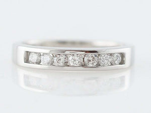 0.54ct Round Cut Diamond Wedding Band Channel Set Women 14k White Gold Finish