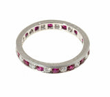 2ct Round Alternate Pink Ruby Diamond Wedding Band Eternity 14k White Gold Over