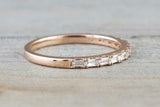 1ct Baguette Cut Diamond Wedding Band 14k Rose Gold Finish Dainty Half Eternity