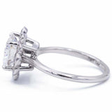 2.35ct Round Cut VVS1D Diamond Engagement Ring Floral Halo 14k White Gold Finish