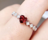 0.6ct Heart Cut Simulated Red Garnet Solitaire Accents Ring 14k WhiteGold Plated