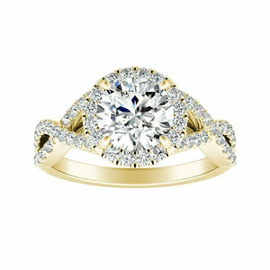 2.5Ct Round Cut Diamond Halo Infinity Band Engagement Ring 14K Yellow Gold Over