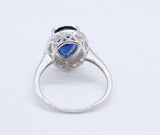 2.7Ct Pear Cut Blue Sapphire Diamond Halo Engagement Ring 14K White Gold Finish