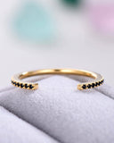 2Ct Round Cut Black Diamond Open Ended Wedding Band Ring 14K Yellow Gold Finish