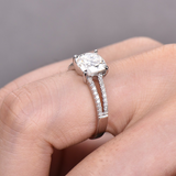 2.5ct Cushion Cut Diamond Engagement Ring 14k WhiteGold Finish Split Shank Women