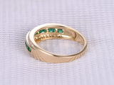 2ct Princess Cut Green Emerald Three Row Half Eternity Band 14k Yellow Gold Over