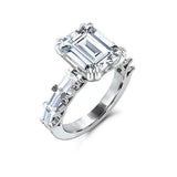 Solitaire with Accent Milgrain Ring 2ct Emerald Cut Diamond 14k WhiteGold Finish