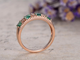 1.5ct Round Cut Green Emerald Half Eternity Milgrain Band 14k Rose Gold Finish