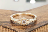 1ct Round Diamond Engagement Ring Antique Inspired Solitaire 14k YellowGold Over