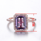 1.5ct Emerald Cut Purple Amethyst Solitaire Engagement Ring 14k Rose Gold Finish