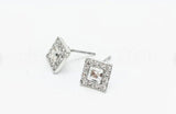 1ct Princess Simulated Diamond Square Halo Stud Earrings 14k White Gold Plated