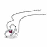 0.5ct Heart Cut Pink Ruby Love Valentine Pendant 14k White Gold Finish NO CHAIN