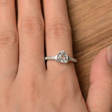 1ct Engagement Ring Heart Cut Diamond Solitaire Round Accent 14k White Gold Over