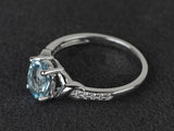 1.7ct Oval Cut Blue Aquamarine Engagement Ring 14k White Gold Finish Solitaire