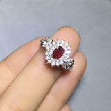 2.2ct Oval Cut Pink Ruby Engagement Ring Dual Halo Floral 14k White Gold Finish