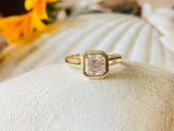 2ct Engagement Ring Asscher Cut Diamond Bezel Set Solitaire 14k Yellow Gold Over