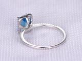 2ct Emerald Blue Topaz Engagement Ring Diamond Accents Halo 14k White Gold Over