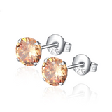 1Ct Round Cut Peach Morganite Solitaire Slim Stud Earrings 18K White Gold Finish