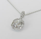 2ct Round Cut VVS1 Diamond Baguette Halo Pendant 14k White Gold Finish NO CHAIN