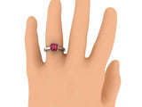 2ct Princess Cut Pink Ruby Engagement Ring Solitaire Women 18k White Gold Finish