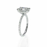 2.5ct Emerald Cut Diamond Hidden Halo Ring 14k White Gold Over with Round Accent