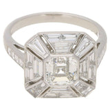 2ct Asscher Cut Diamond Engagement Ring Art Deco Solitaire 14k White Gold Finish