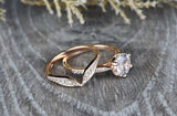 1.4ct Round Diamond Engagement Ring 14k Rose Gold Finish Wedding Band Bridal Set