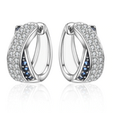 2Ct Round Cut Diamond Blue Sapphire Stylish Huggies Earrings 14K White Gold Over