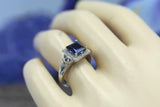 2.2ct Princess Cut Blue Sapphire Halo Celtic Trinity Ring 14k White Gold Finish