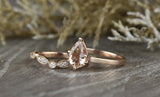 1.9ct Pear Cut Peach Morganite Engagement Ring 14k Rose Gold Finish Bridal Set