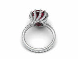 2ct Round Cut Red Garnet Claw Prongs Solitaire Accent Ring 14k White Gold Finish